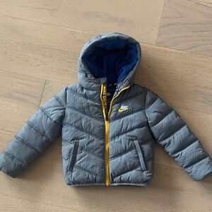 Nike Gray Jacket with Yellow Trim and Blue Lining